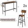 thumbnail image 2 of Bar Table Set for 2 with Folding Wine Holder, Pub Bistro Dinning Table and Stools with Backrest, Counter Height Bar Table Set for Apartment, Kitchen, Small Space, 2 of 18