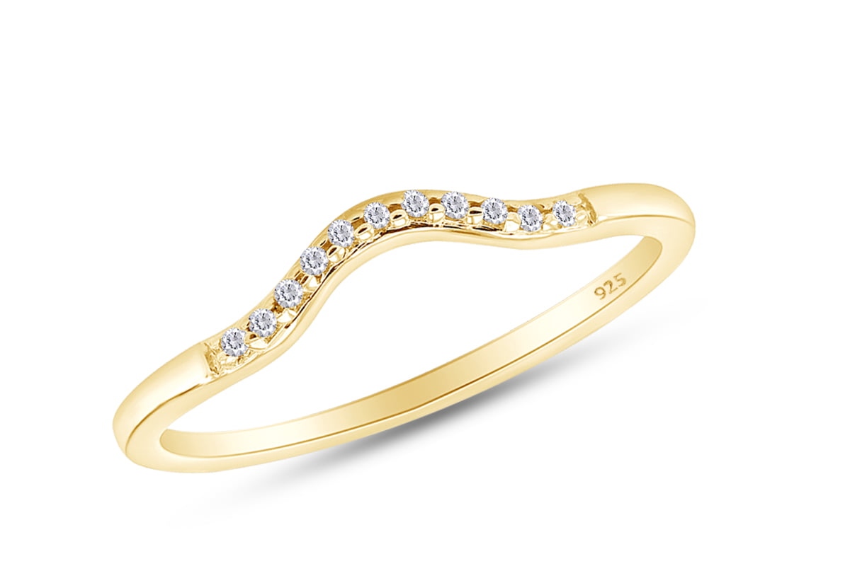 14k Yellow Gold Cubic Zirconia Chain Stacking Ring size 9.5