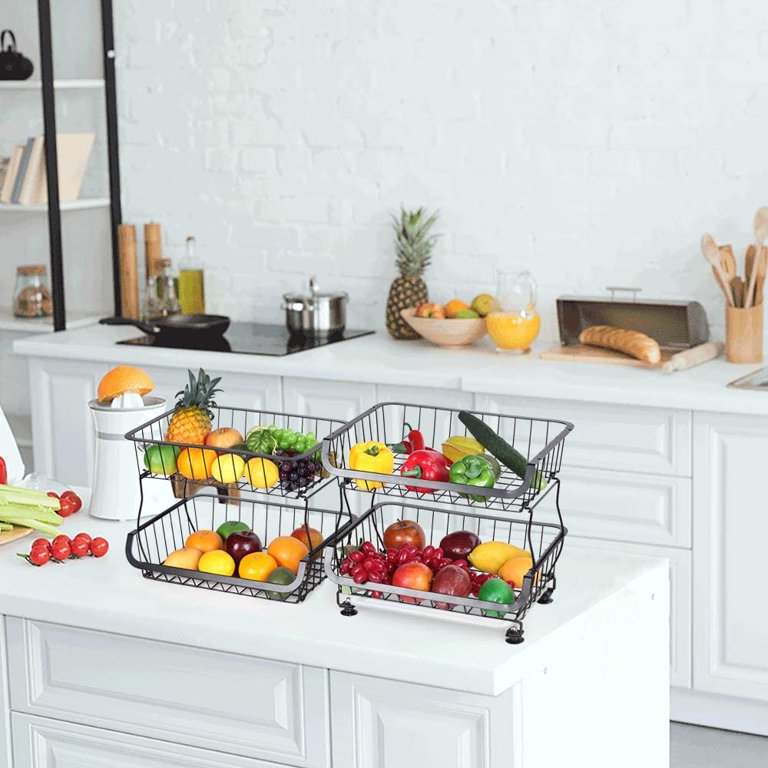 Fruit Snacks Storage Cart Basket Pantry Kitchen Organizer Height Adjustable
