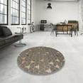 thumbnail image 3 of Ahgly Company Indoor Round Abstract Coffee Brown Abstract Area Rugs, 5' Round, 3 of 6