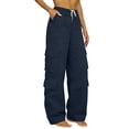 thumbnail image 2 of Ympkerial Women's Travel Cargo Pants Baggy Wide Leg Stretchy Hiking Pants Multi-Pocket Lightweight High Waisted Tactical Pants Streetwear Y2K Trendy Fall Plus Size, 2 of 9