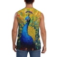 thumbnail image 4 of Lsque Peacocks Print Men's Cotton Blend Sleeveless Muscle Shirts (S-3XL)- Moisture Wicking, Odor Protection, UPF 30+,Large, 4 of 8