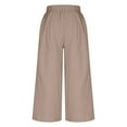 thumbnail image 6 of LLYwey Linen Full Length Pants For Women Women Solid Color Cotton and Linen High Waist Casual Wide Leg Pants Lightweight Sweatpants Female Long Pant Style H1499 Khaki S, 6 of 8