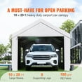 thumbnail image 2 of KFFKFF Carport Canopy Car Canopy 10 x 20 Feet & 8 Legs, Side Walls & Windows White, 2 of 9