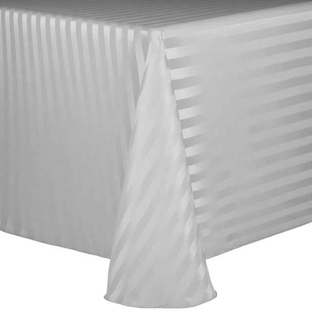 Ultimate Textile Satin-Stripe 108 x 132-Inch Rectangular Tablecloth Silver Grey