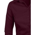 thumbnail image 4 of J. METHOD Chemise Boutonnée pour Femme Manches 3/4 Col Roulé Extensible Bureau Travail Formel Décontracté Blouse Basique Haut NEWT01 Prune Foncé S, 4 of 6