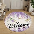 thumbnail image 3 of Round Area Rugs 6Ft, Spring Flowers Non-Slip Washable Circle Rugs Carpet, Purple Watercolor Botanical Floral Vines Indoor Outdoor Rug Floor Mats Throw Runner for Bedroom Living Room Bathroom, 3 of 8