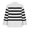 thumbnail image 5 of Fengqque Sweaters for Women Crewneck Long Sleeve Striped Color Block Loose Knit Pullover Sweater Tops White S(S), 5 of 8