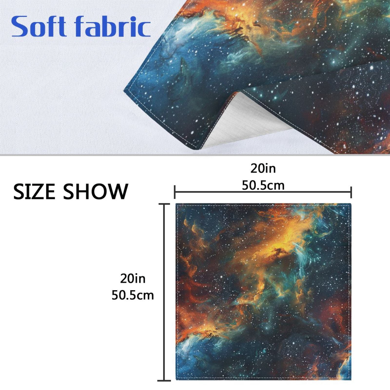 JSTEL Space Nebula Cloth Napkins Set of 6, 20x20 Inch Washable and Reusable Napkin for Decoupage Dinner Party Everyday Use