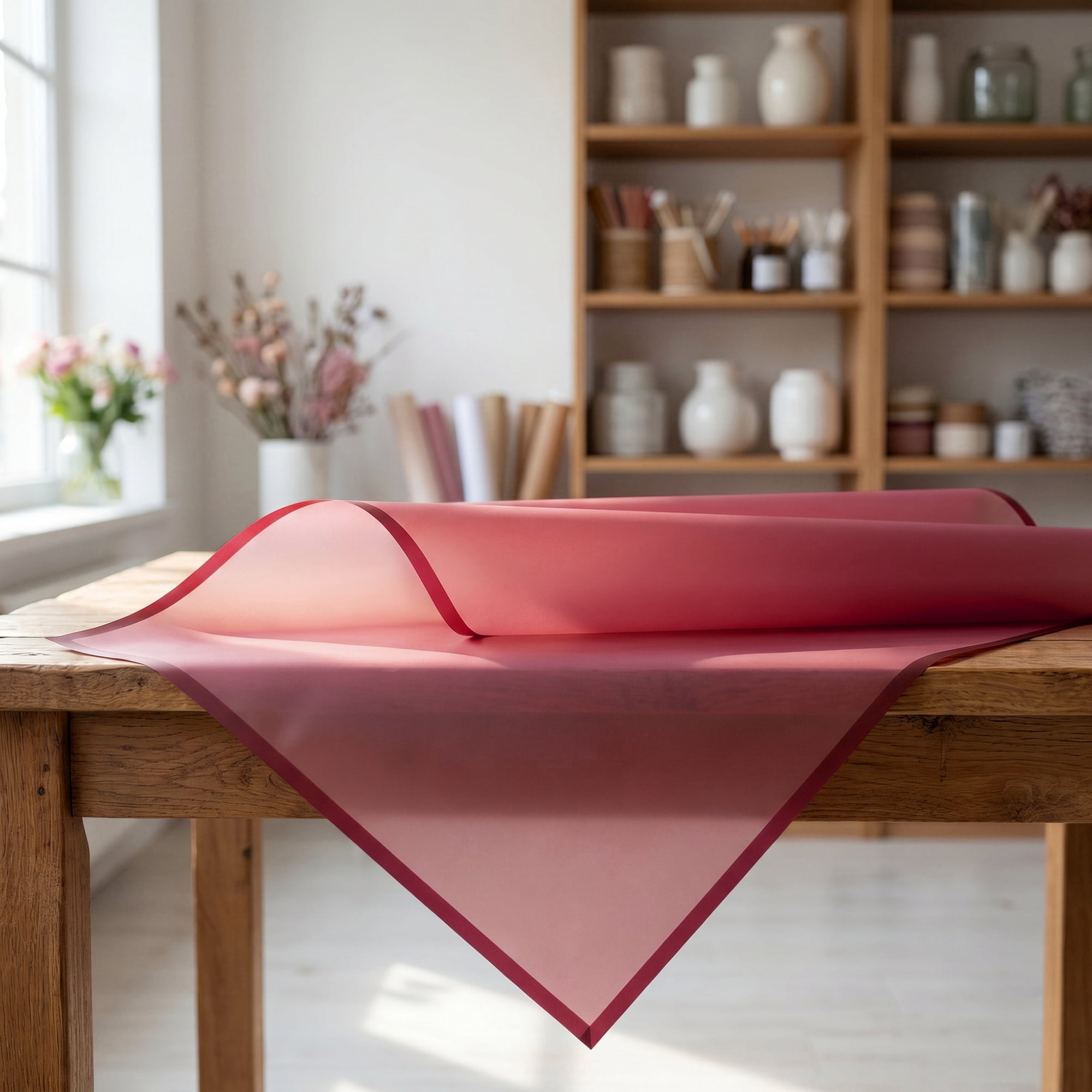 Unique Bargains 20Pcs Waterproof Solid Color Wrapping Paper Red 22.4" x 22.4"