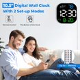 thumbnail image 4 of Reloj de pared digital, reloj despertador digital LED de 10,5 pulgadas, pantalla grande con control remoto, fecha y temperatura, atenuación automática, día de la semana, para sala de estar, oficina, d, 4 of 4