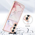 thumbnail image 3 of For Samsung Galaxy S24 Plus Marble Patterned Case with Card Holder, Back Folio Kickstand PU Leather + Soft Crystal Bumper Edge, Magnetic Clasp Back Cover For Samsung Galaxy S24 Plus,Marble #2, 3 of 7