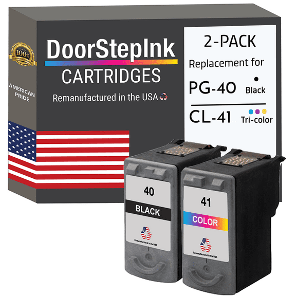 Remanufactured DoorStepInk High Yield Ink Cartridge for Canon PG-40 Black and CL-41 Color