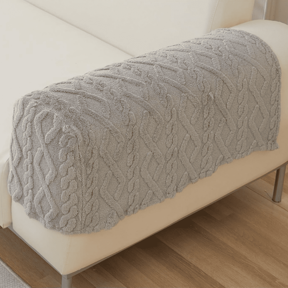 2pcs Couch Arm Covers Arm Chair Covers Stretch Sofa Armrest Protectors with Non-Slip Grip, Machine Washable Plush for Recliner Loveseat Sectional Light Grey