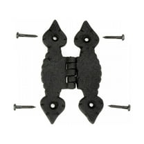 Renovators Supply 4" Cast Iron Cabinet H Hinge Flush Mount Black Spear Tip Design Screws Included