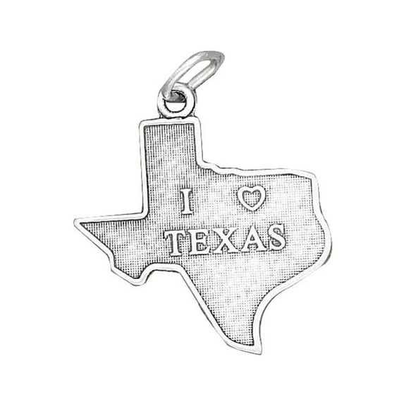 Sterling Silver 16" .8mm Box Chain "I LOVE Texas" Texas State Pendant Necklace