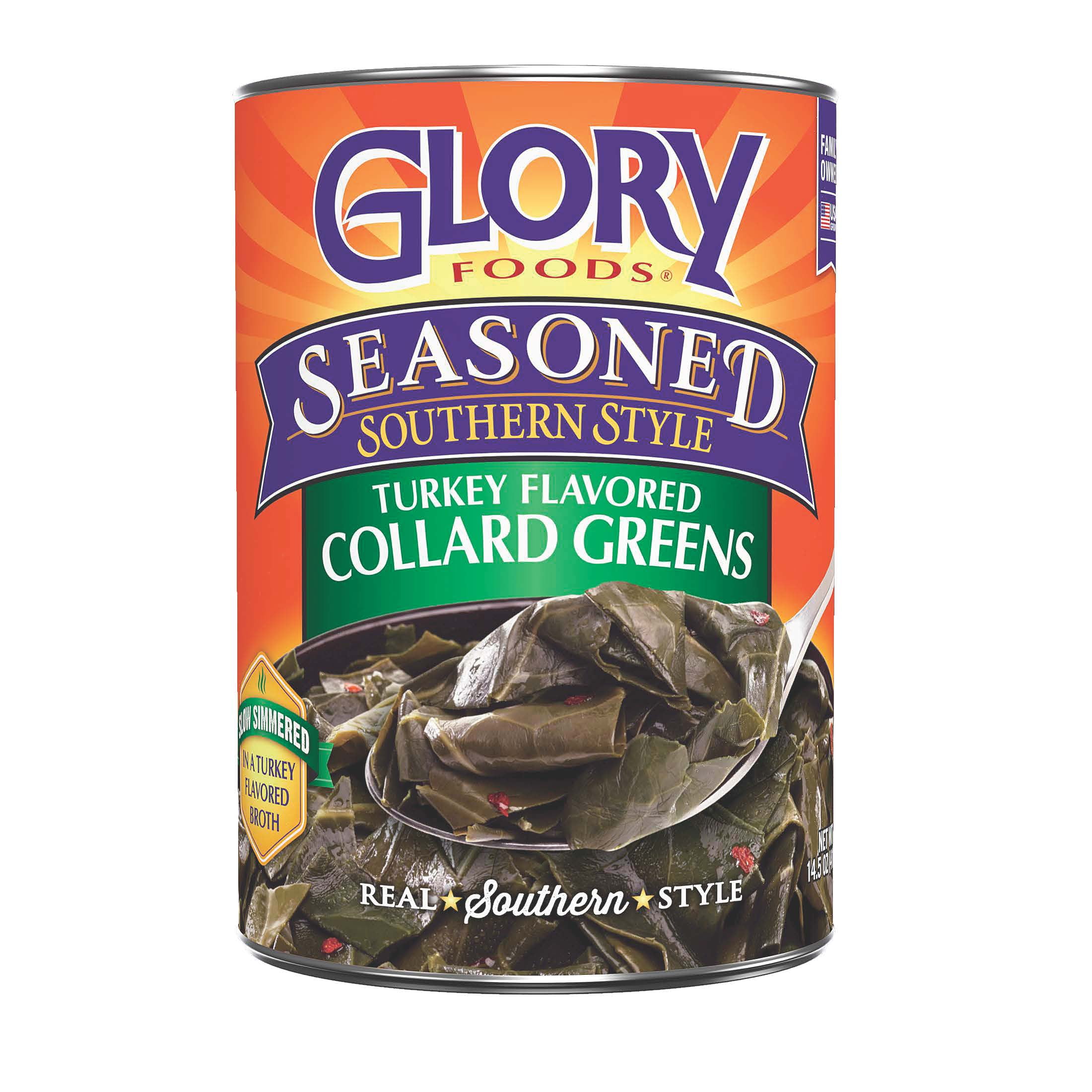 Glory Foods Turkey Flavored Collard Greens, Canned Vegetables, 14.5 oz