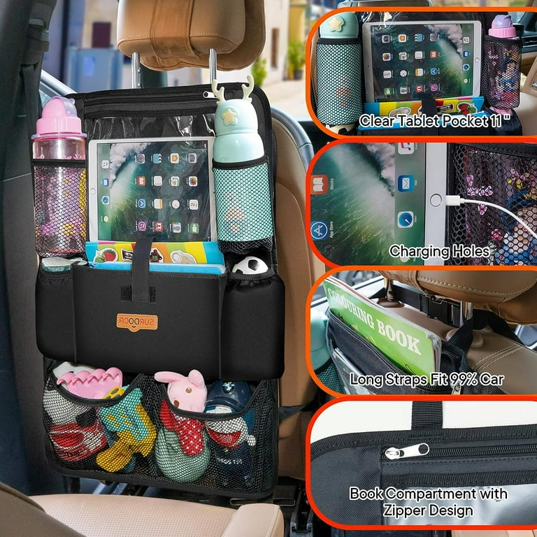 SURDOCA Car Organizers and Storage, Upgraded Car Seat Organizer with 11-Inch Touch Screen Tablet Holder, Backseat Car Organizer with 9 Pockets, Car