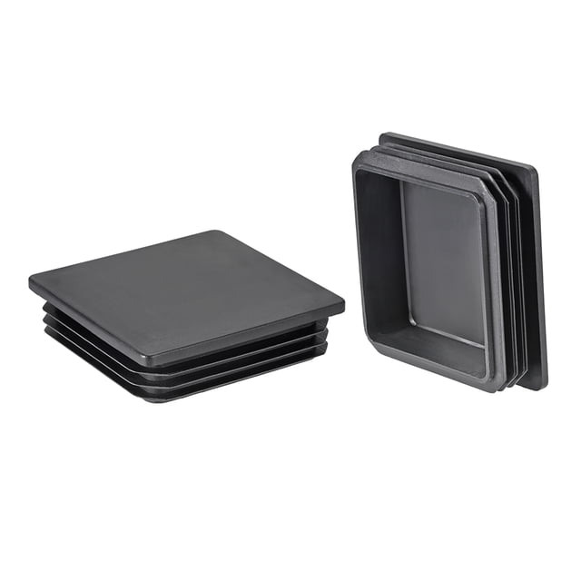 4 Pcs Tapones de Plástico Cuadrados de 90mmx90mm (3.54 pulgadas) para Tubos de Barandilla, Protectores de Poste de Escalera, Tubo Negro