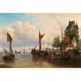 thumbnail image 2 of Elias Pieter van Bommel 18x14 Black Ornate Wood Framed Double Matted Museum Art Print Titled - Sailboats in the Harbour, 2 of 5