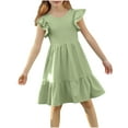 thumbnail image 2 of Delliss Girl's Summer Dresses Ruffle Sleeve Tiered Swing Casual Sundress, 2 of 9