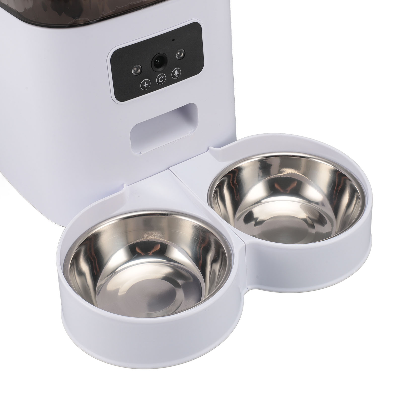 LAZIOEGR 5L Automatic Pet Feeder Smart Cat Dog Food Dispenser Stainless Steel Double Bowl with Camera 1080P WiFi App Control (9.84 x 7.87 inches / 25 x 20 cm)