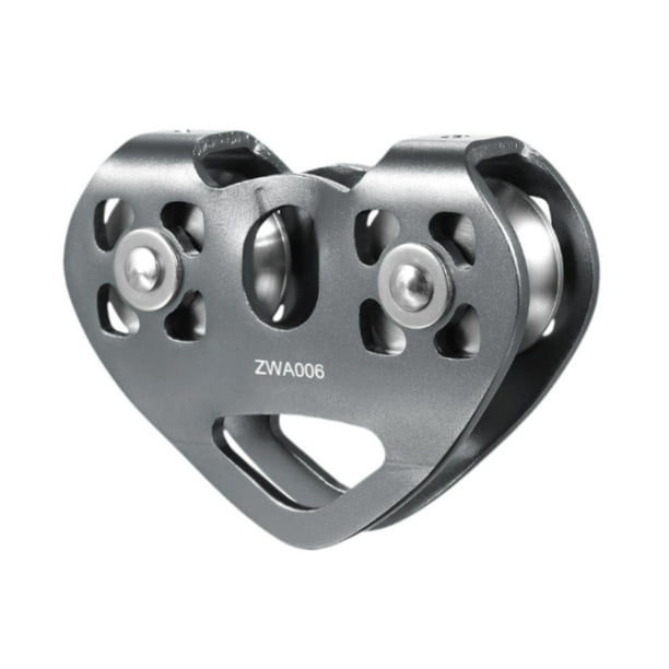 Polea de tirolina, polea de escalada, polea de elevación, polea fija de aleación de aluminio, cuerda Gris