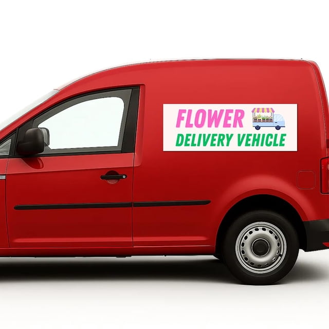 Flower Deliivery Vehicle Car Magnet Sign by DC | Flexible Car Magnetic Sheets with Adhesive Backing | 12"x36" Bumper Magnet Sticker for Vehicles, Trucks & Business Advertising Signs 2 PC | USA Made
