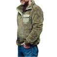 thumbnail image 2 of jsaierl Mens Fleece Sweatshirt Sherpa Button Up Henley Top Long Sleeve Cozy Warm Pullover Comfy Sweater, 2 of 7