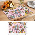 thumbnail image 6 of Pink Children's Day Placemats Set of 6 Car Tree Stars Modern Abstract Art Cartoon Place Mats Indoor Wipeable Table Mats Washable Dining Table Placemats for Kitchen Holiday Party Home Decor 13x19 Inch, 6 of 9
