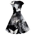 thumbnail image 4 of Tejiojio Fall Clearance Women Plus Size Party Dress Flower Lace Insert Mock Button Bowknot Vintage Dress, 4 of 4