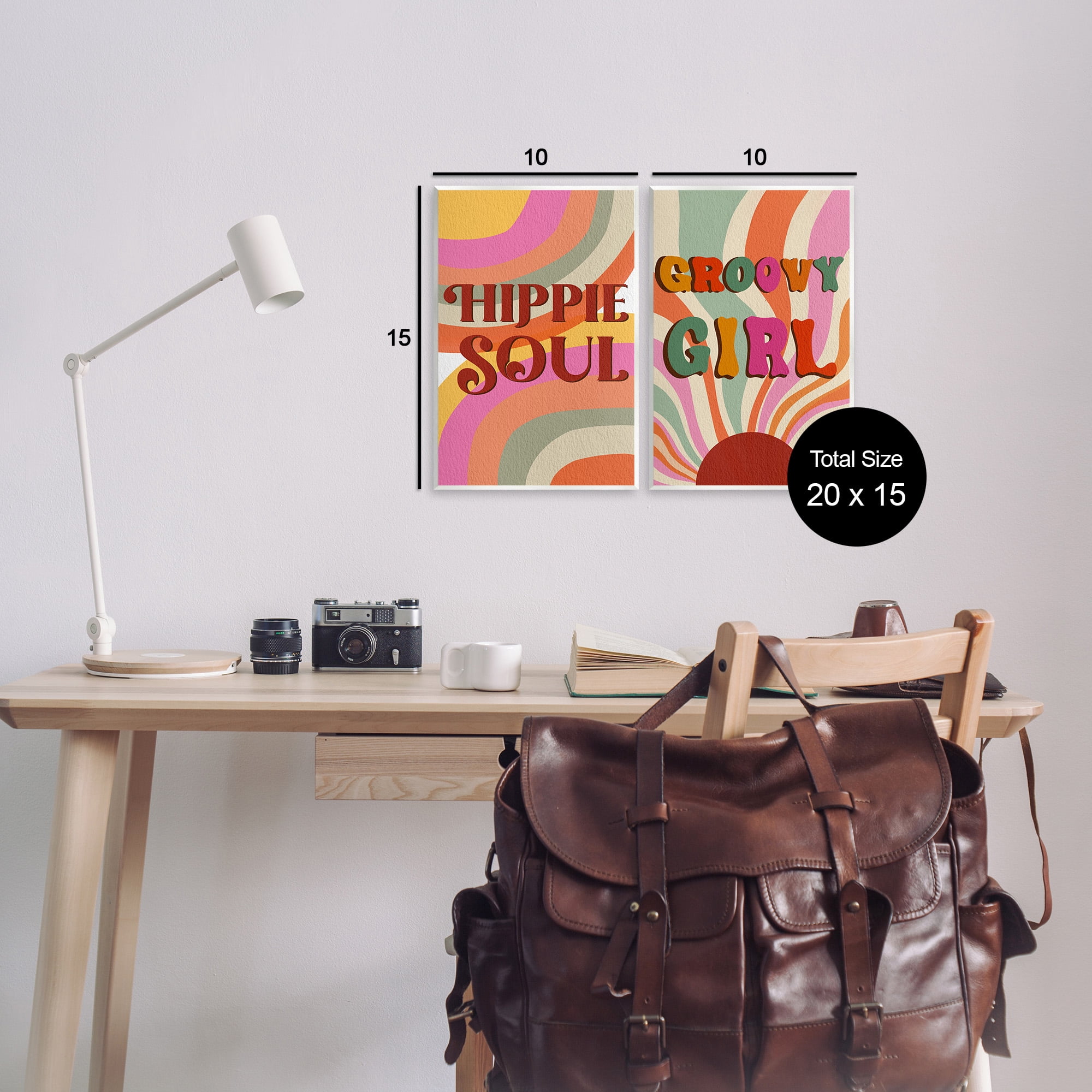 Stupell Industries Groovy Striped Phrases Abstract Painting Unframed Art Print Wall Art, 10 x 15, Set of 2