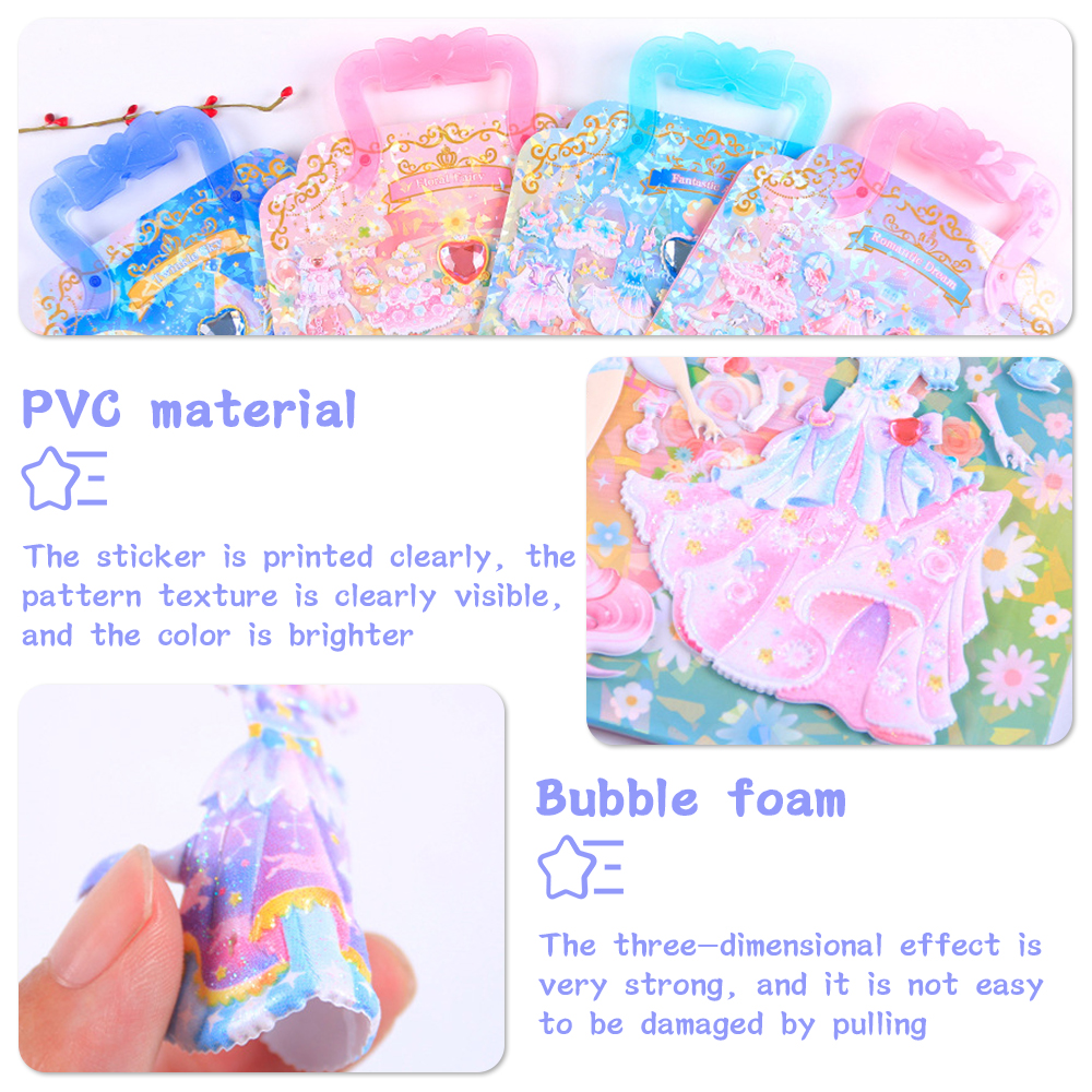 PENGXIANG 4PCS Kids Princess Stickers Toy with 8 Beautiful Mermaid Princess 30+ Gorgeous Dresses Dress Up Game For Girls 2-12 Years Old - image 3 of 6