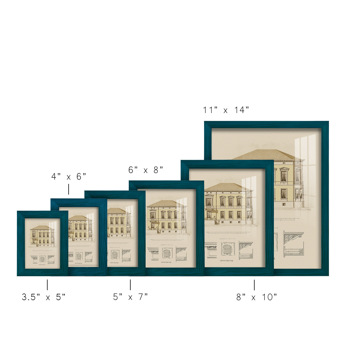 Estate and Plan VI -Framed Print w/glass-Ocean Blue