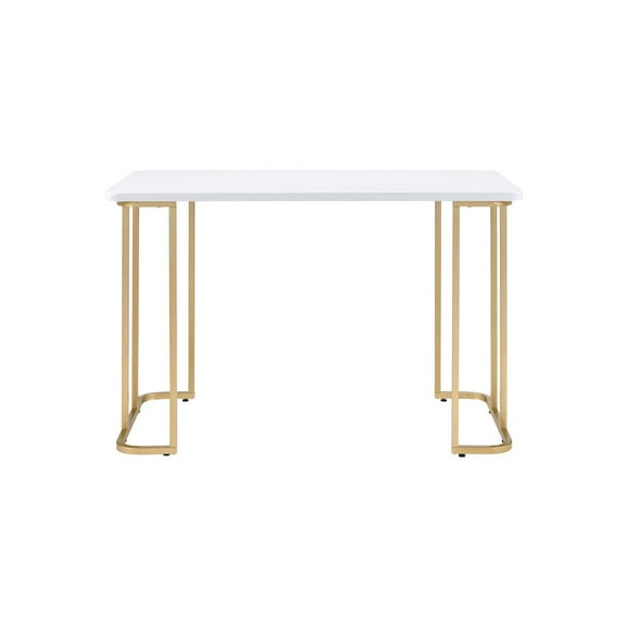 HomeRoots 48" White And Gold Writing Desk