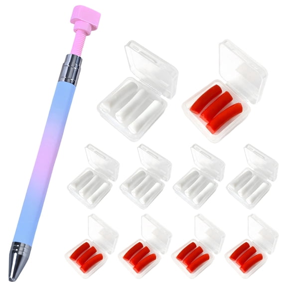 Pink Blue Gradient Rotating Dotting Pen with 10 Boxes Refillable Wax, Self-Adhesive Diamond Arts Tool Set, 4.84 x 0.4 in / 12.3 x 1 cm for Nail Art Rhinestones, Pearls, Glitter, Diamond Art Pen