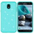 thumbnail image 3 of Samsung Galaxy J7 Star Case,J7 Crown Case,J7v 2nd Gen,J7 2018,J7 Refine Case w/[Tempered Glass Screen Protector] Glitter Sparkle Shiny Bling Shock Proof Dual Layer Case Cover - Mint, 3 of 5