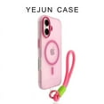 thumbnail image 3 of Luxury With Lanyard Soft Silicone For Magsafe Case for iPhone 16 15 14 Plus 13 12 Pro Max Wireless Charge Magnetic Clear Cover Orange For iPhone 15, 3 of 6