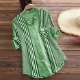 thumbnail image 2 of qolati Womens Shirts Casual Spring Summer Loose V Neck Button Up Blouse Striped Print Long Sleeve T-Shirts Tunic Tops, 2 of 6