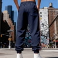 thumbnail image 6 of LWavelet Men's Side Striped Tapered Joggers - Drawstring Waist Trendy Design Casual Everyday Pants Navy L, 6 of 9