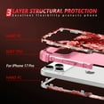 thumbnail image 5 of Casetego for iPhone 17 Pro 5G Case,Glow in The Dark Three Layer Heavy Duty Shockproof Protection Hard Plastic Bumper+Soft Silicone Protective 6.3 inch Case,Rose Gold Butterfly, 5 of 9