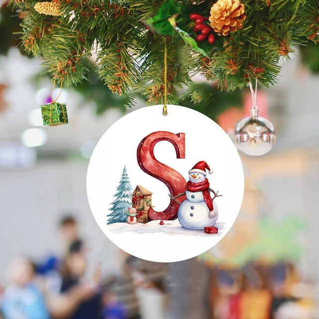 Christmas 2024 Ornament with Letter, Custom Name Christmas Ornament Gifts for Sister Brother, Personalized Alphabet Keepsake Hanging Xmas Tree, Customized Initial Letter Xmas Ornament Present