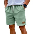 thumbnail image 7 of Domzle Mens Waffle Shorts Summer Casual Textured Knit Drawstring Elastic Waist Comfy Short with Pockets Beach Vacation Light Green L, 7 of 7