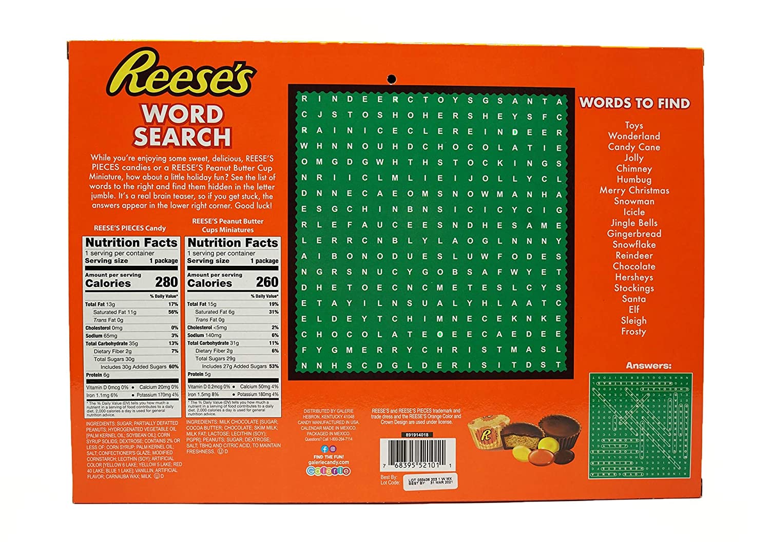 2022 Reese's Holiday Countdown Advent Calendar with Reese's Peanut Butter Cups and Candy Pieces, Pack Of 1 (1.76 Oz.) - image 2 of 3