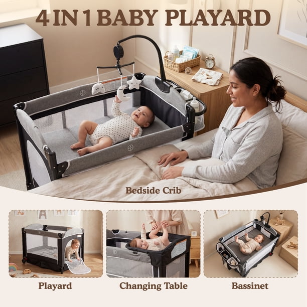 AILEEKISS 4-in-1 Unisex Nursery Center, Portable Playard Combo