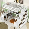 thumbnail image 3 of Bellemave Twin Size Loft Bed with Stairs and Desk, Wooden High Loft Beds Frame with 7 Storage Drawers and 2 Shelves for Kids Teens Adults (White), 3 of 9