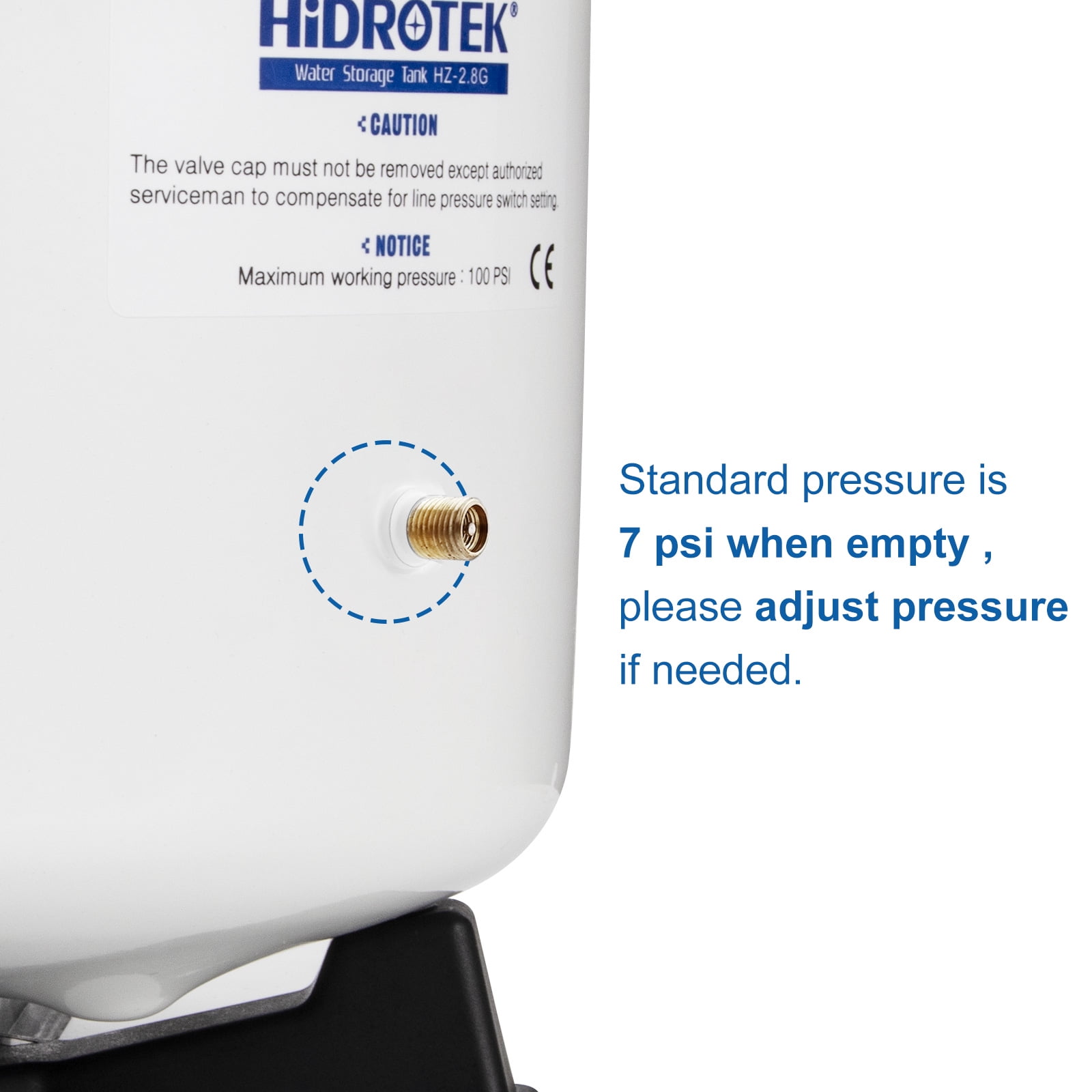 HIDROTEK  2.8 Gallon RO Water Storage Tank for Reverse Osmosis Water Filtration Systems -NSF Certificated-1/4"