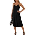 thumbnail image 6 of ClodeEU Women's Spaghetti Strap Sleeveless Midi Dress,Casual A-Line Slip Dress Black,Women's Plus L, 6 of 7