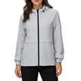 thumbnail image 3 of ShomPort Rain Jacket for Women Packable Zipper Drawstring Hooded Trendy Loose Waterproof Jackets, 3 of 7