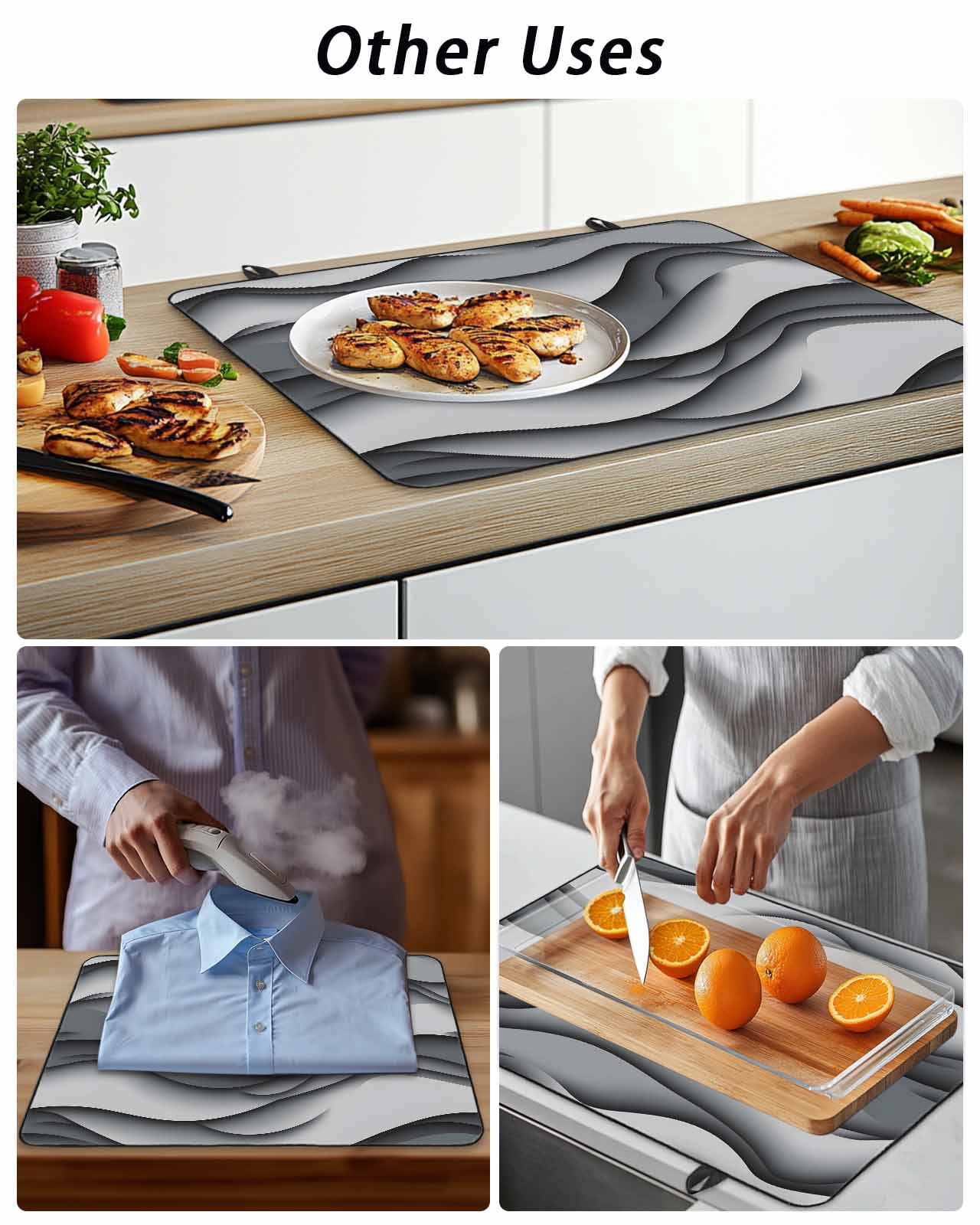 Stove Top Covers for Electric Stove 36x21 Inches, Black Grey Ombre Heat Insulation Fireproof Glass Cooktop Protector, Modern Moire Aesthetics Geometric Abstract Countertop Stovetop Cover for Kitchen